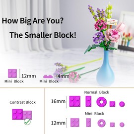 QLT Mini Bricks Flower Bouquet Building Sets, Artificial Flowers, Not Compatible with Set Flowers DIY Unique Decoration Home, 456 Pieces Botanical Collection for Ages 8-12 year Old Girl for Gift