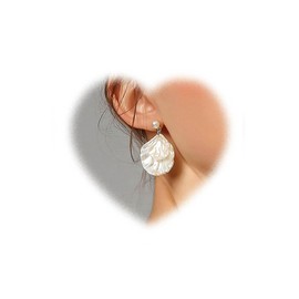 W WEILIRIAN Boho Pearl Shell Earrings Shell Dangle Drop Ears Rings Pearl Ear Studs White Shell Earrings Jewellery for Women and Girls Gifts, Shell, Pearl, Alloy