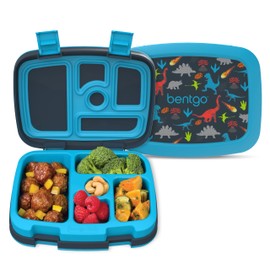 Bentgo Kids Prints Leak-Proof, 5-Compartment Bento-Style Kids Lunch Box - Ideal Portion Sizes for Ages 3-7, Durable, Drop-Proof, Dishwasher Safe, & Made with BPA-Free Materials (Dinosaur)