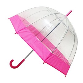 Pink Trim Clear Bubble Umbrella, Transparent Umbrella,