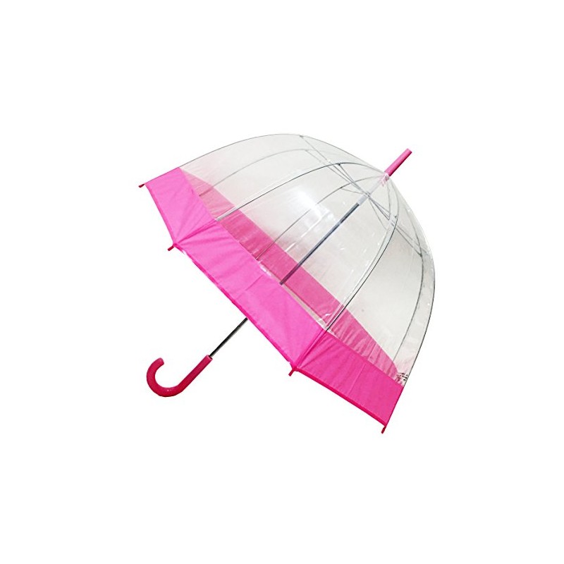 Pink Trim Clear Bubble Umbrella, Transparent Umbrella,