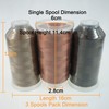 New brothread Set of 3 Different Brown Colors Polyester Machine