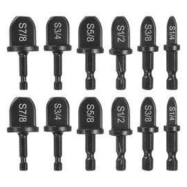 sourcing map 12Pcs Swaging Tool Drill Bit Set HVAC Repairing Flaring Tool Tube Expander Hex Shank with 1/4" 3/8" 1/2" 5/8" 3/4" 7/8" for Copper Aluminum Pipe