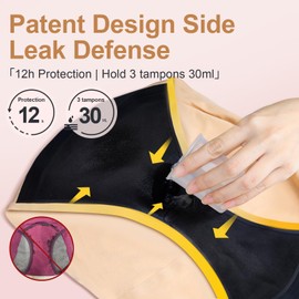 ToVii Seamless Leak Proof Period Underwear Heavy Flow - Womens Regular Absorbency Period Briefs Multicolor L