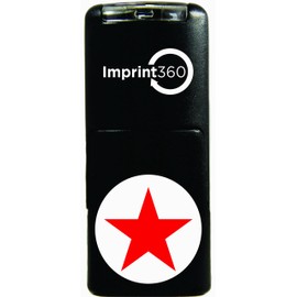 Imprint 360 AS-IMP2019 Round Teacher Stamp - Solid Star, Red Ink, Durable, Light Weight Self-Inking Stamp, 5/8" Impression Area