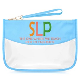 Speech Language Pathologist Gifts Blue Makeup Bag with Zipper SLP Graduation Decorations Speech Therapy Thank You Gifts for Therapist Cosmetic Travel Bag Organizer Appreciation Birthday Present