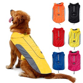 TFENG Reflective Jacket For Dogs and Puppies, Waterproof, Warm, Padded Cushion Raincoat With Fleece, Sizes XS to 3XL