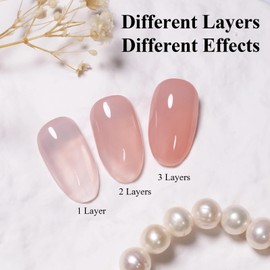 Firedeep 10ml Hema Free Transparent Jelly Gel Polish Sheer Nude Pink Misty Rose Gel Nail Polish Soak Off U V Manicure Gift for Art DIY and Salon for Women