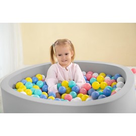 UHAPPYEE Soft Ball Pit for Toddler, 35" x 12" Foam Ball Pit with Removable Cover, Indoor Memory Sponge Round Ball Without Balls - Light Grey