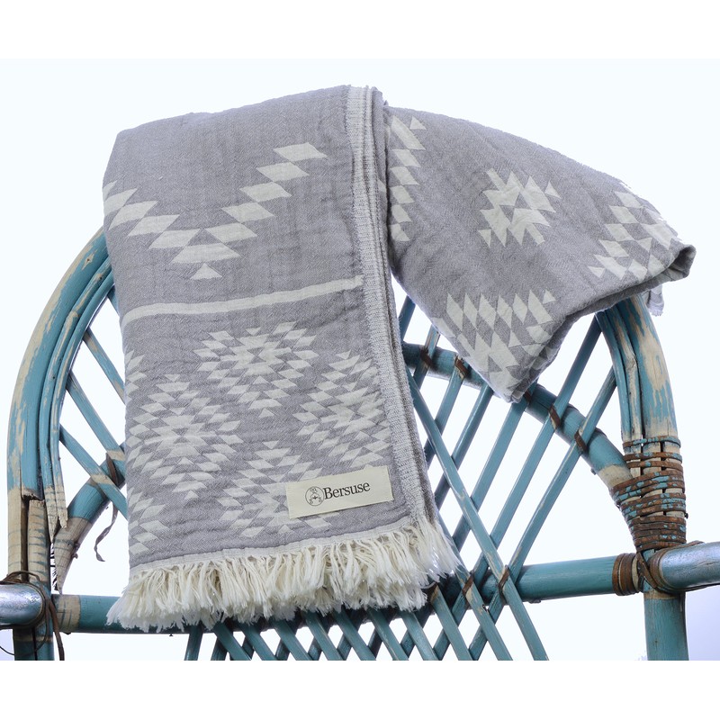 Bersuse 100% Cotton - Teotihuacan Turkish Towel - Silver Grey