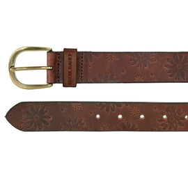 Eddie Bauer Women's Casual Leather Belts, One Size Fits Most, Floral Tooled-Tan, Small