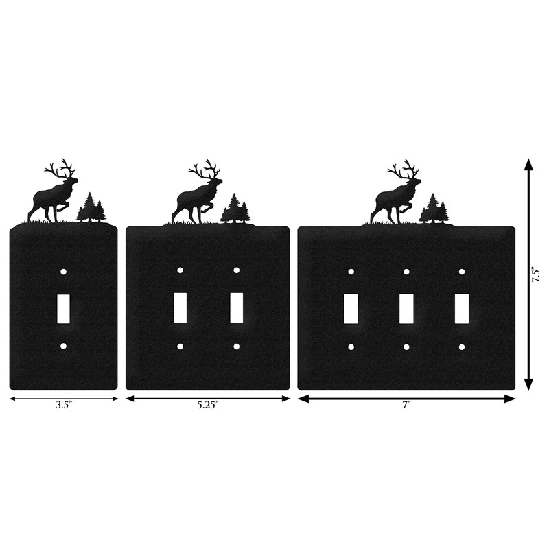 SWEN Products Elk Wall Plate Cover (Double Outlet, Black)