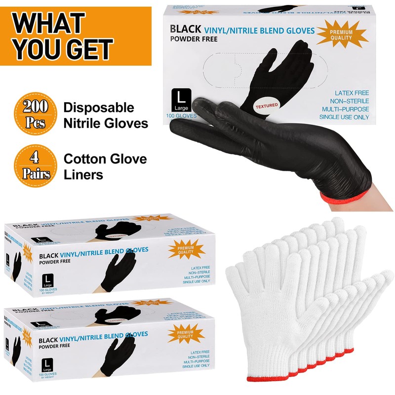 Janmercy 200 Pcs Disposable BBQ Nitrile Gloves with 4 Pairs