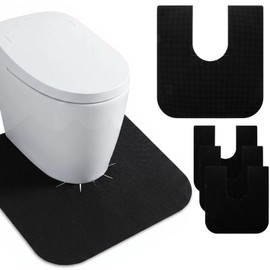 4 Pack Upgrade Round Toilet Mats,Toilets Floor Protector from Urine,Toilet Rugs u Shaped Washable,Around Potty Training Mats for Bathroom