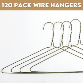 Yuntau 120 Pcs Wire Hangers Bulk 16" Dry Cleaner Hangers for Clothes Caped Clothing Pants(Classic,Gold)