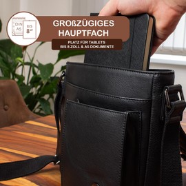 STILORD 'Nino' Shoulder Bag Leather Man Vintage Shoulder Bag Men's Slanted Flap Men's Bag Genuine Leather, black, shoulder bag