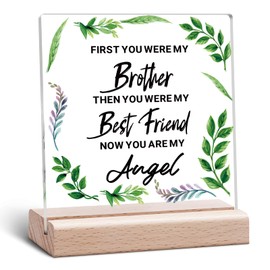 Memorial Gifts for Loss of Brother Clear Desk Decorative Sign Sympathy Gifts for Loss of Brother Remembrance Acrylic Desk Decor Bereavement Condolence Funeral Present Acrylic Sign With Wooden Stand