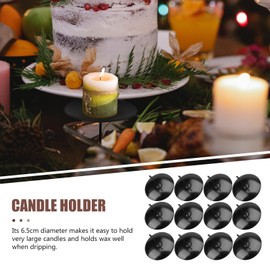 Yardwe Metal Candle Holders with Spike Fixing Base 12 Pcs Iron Candle Plate Stands for DIY Wreaths Pillar Candles 2.75X2.55 Inch Fixer Holder for Home Party Decoration