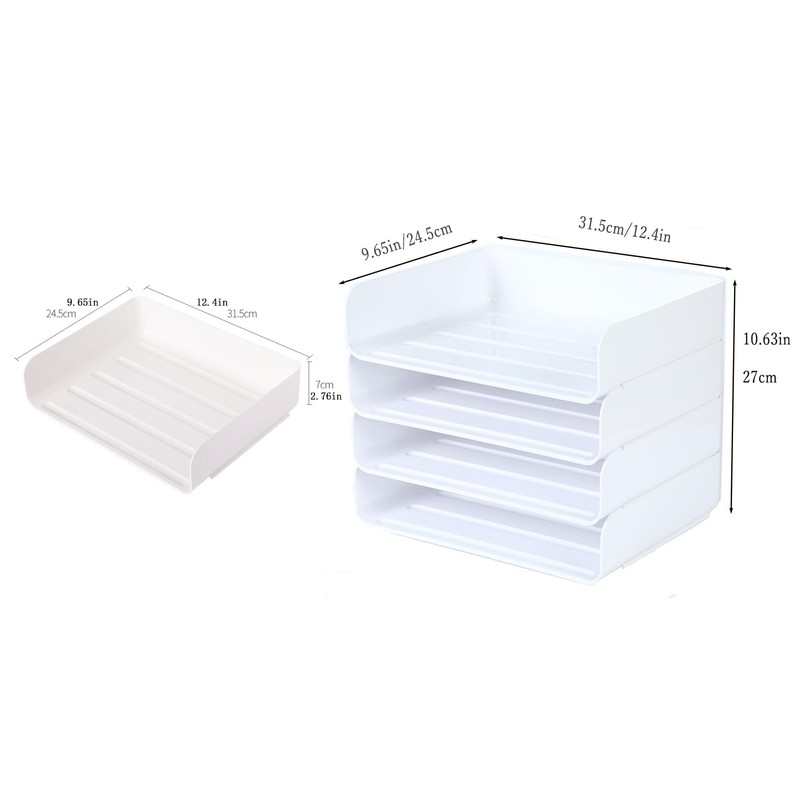 4 Tiers Stackable A4 Paper Trays, Office Desk File Holder,