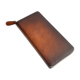Dom Teporna Italy Men's Long Wallet, Genuine Leather, Large Capacity, Women's Italian Gradient Leather, Round Zipper, Card Case, 14 Pieces, Long Wallet, darkbrown