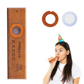 Wooden Kazoo, FainFun Kazoo Instrument Made of Wood, Kazoo with 2 Replacement Membranes, Wooden Instrument Kazoo for Children, Adults, Kazoo Instrument Saxophone for Guitars, Violins, Ukulele