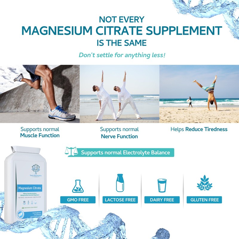 Magnesium Citrate 500mg 120 Capsules - Providing 150mg of Active