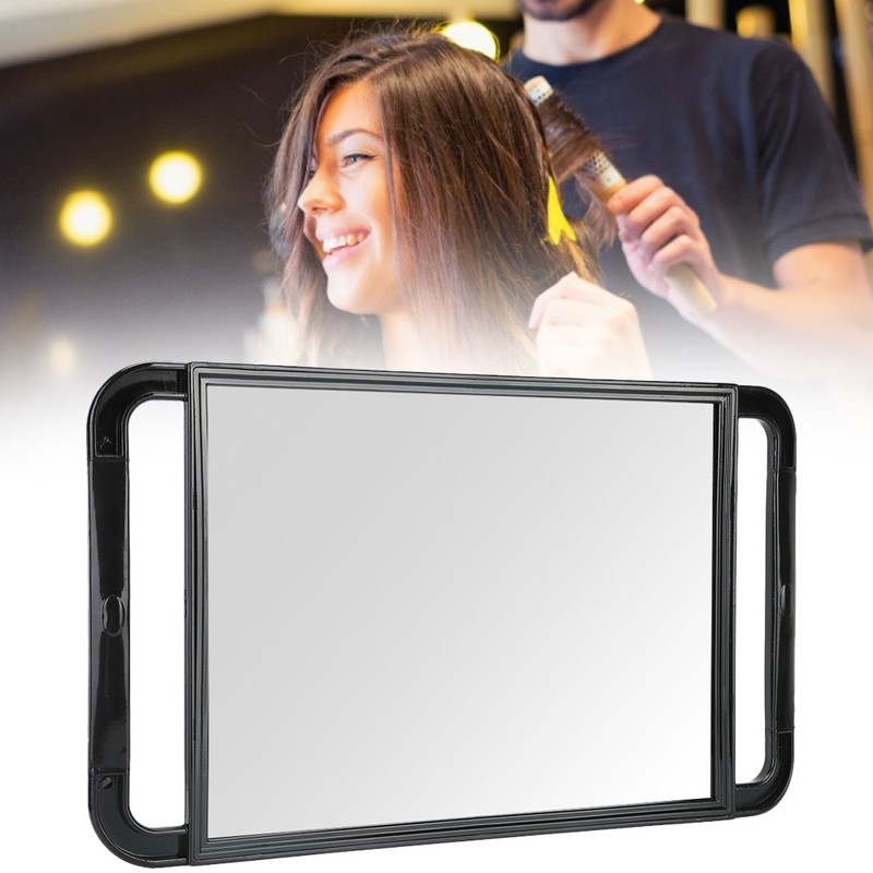 Double Handle Mirror Large Rectangle Makeup Barber Hair Handheld Back