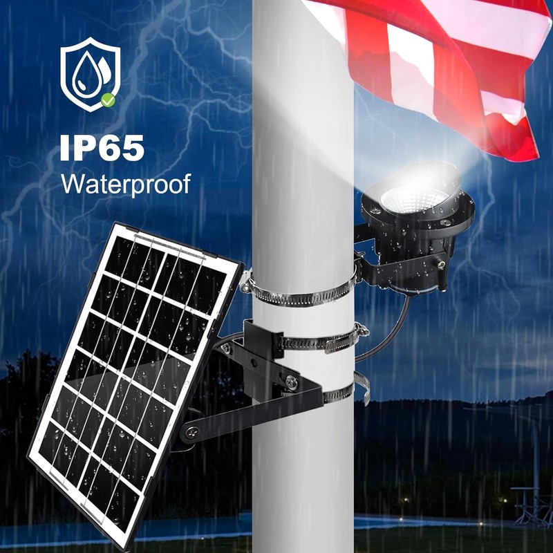 Flag Pole Light Solar Powered, Solar Flagpole Lights Metal Clamp