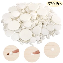 320Pcs 8 Sizes White Plastic Plugs - Round Hole Plugs, Snap in Locking Hole Covers for Kitchen Cabinet Furniture (3/16', 1/4',5/16', 3/8',1/2', 5/8', 1', 11/2')
