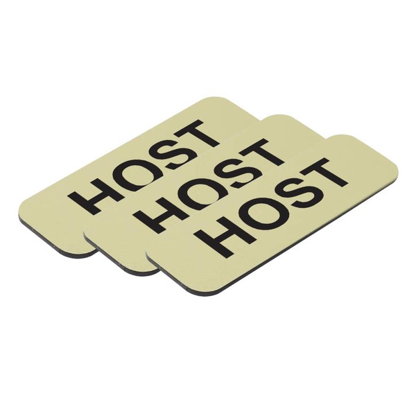 Host 1 x 3" Name Tag, Brushed Gold (3 Pack)