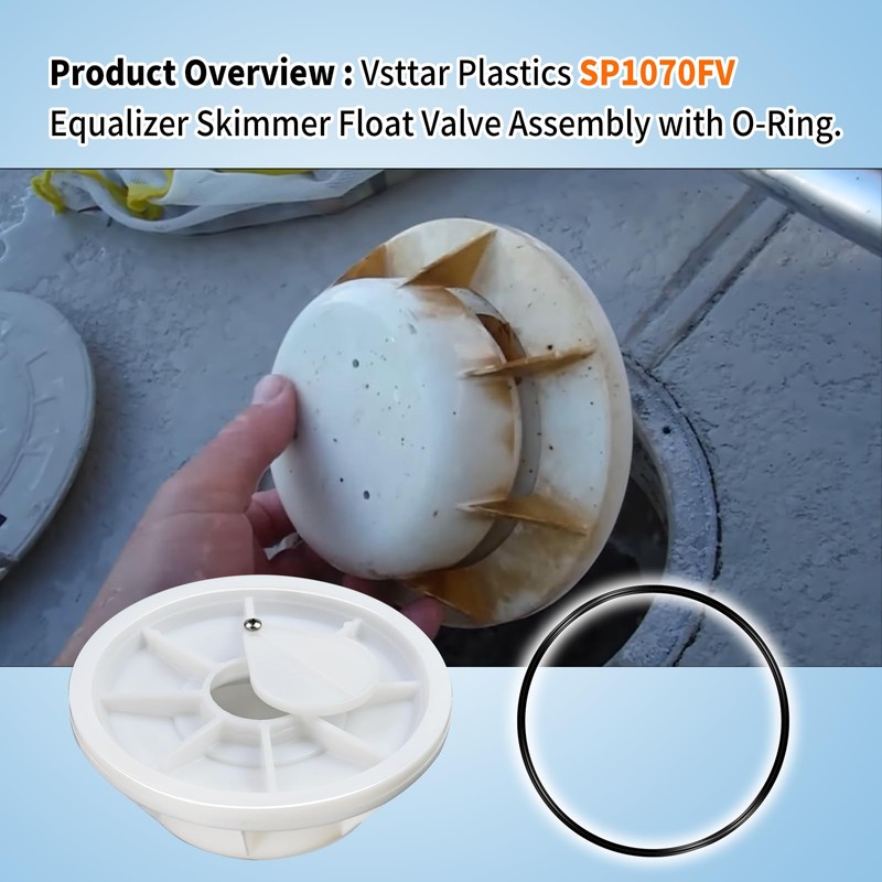 SP1070FV Plastic Equalizer Skimmer Float Valve Assembly with O-Ring, Perfectly
