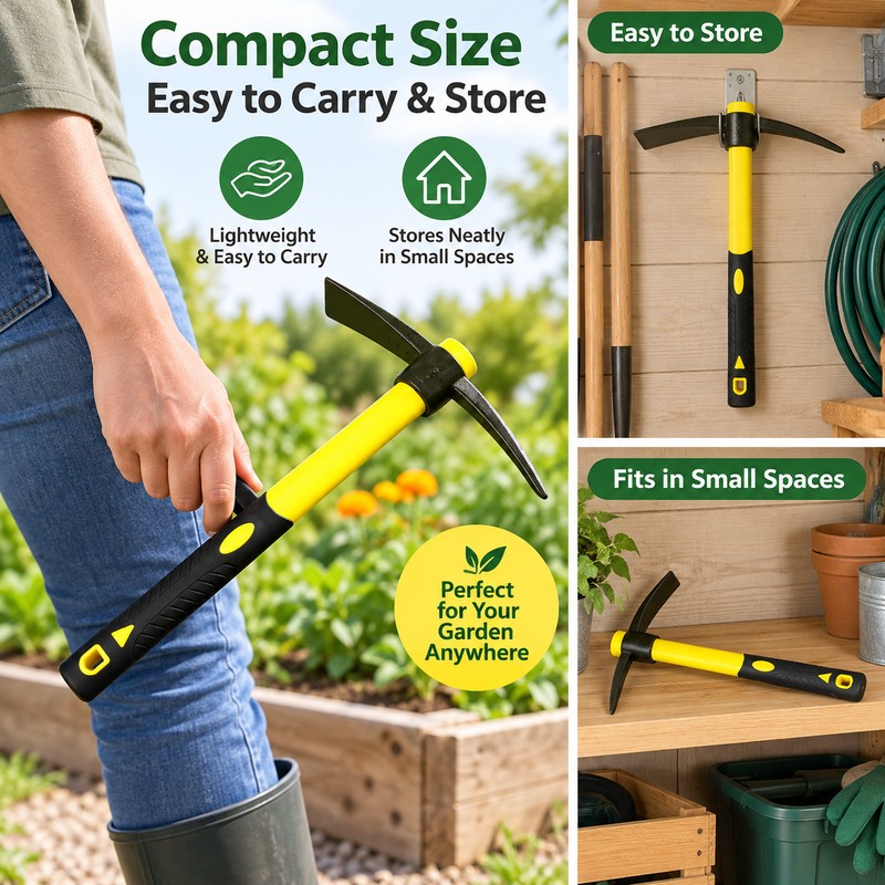Mattock Hoe for Soil Loosening – 15-Inch Garden Tool with