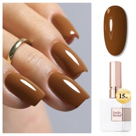 Double Rhythm 15ML Gel Polish Jelly Sheer Pastel Light Milky Color 1 PC 0.53 OZ Bottle UV Nail Polish Art Salon at Home for Women (Brown-B-A1444)