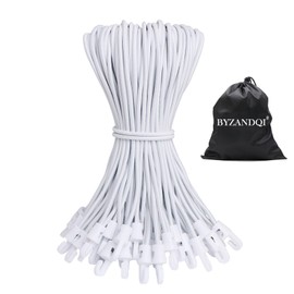 BYZANDQI Bungee Cord with Hooks, Pack of 25, Expander with Hooks, 25 cm, Tarpaulin Tensioner, Tent Rubber, Rubber Tensioner, Tarpaulin Rubber Expander Loops for Tarpaulins, Tent, Net, Camping, White