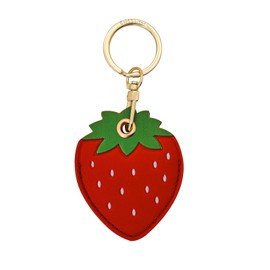 MultiValue Leather Keyrings for Women, Lovely Fruit Keychain for Airtag and Access Card, Airtag Holder Keychain (Strawberry)
