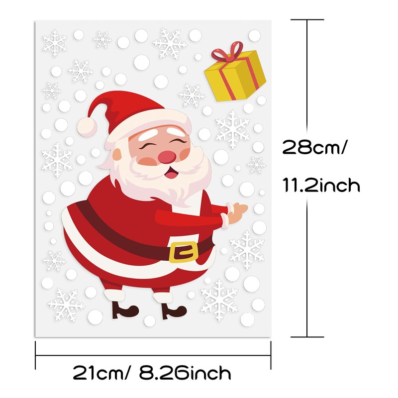 FINGOOO Christmas Window Clings Stickers 8 sheets Snowflake Window Decals