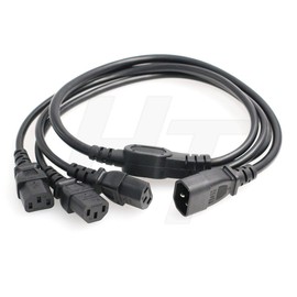 HTcable UPS PDU Computer PC Power Splitter Cord C14 to 3 x C13 10A 250V Extension Cable (C14-3xC13 1m)