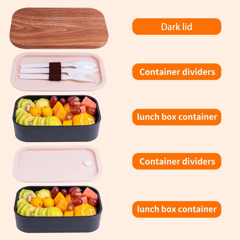 Uybieef Bento Box Adult Lunch Box with Leakproof 54OZ Black