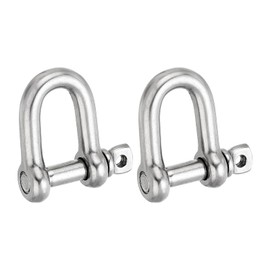 PATIKIL Screw Pin Shackle M5 3/16" 220lbs, 2 Pack 304 Stainless Steel D Ring Shackle for Chains Wire Rope Outdoor, Silver