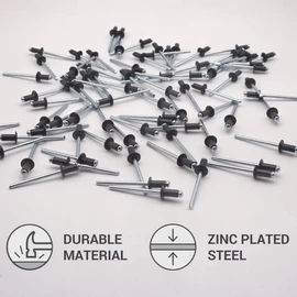 SKIR'CO (Pack of 100 pcs) Painted Blind Rivets 4.0 x 8 mm, Dome Head, DIN 7337, Aluminium Rivet, Pop Rivets (100, Anthracite Grey RAL 7016)