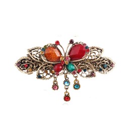 ZOONAI Vintage Beautiful Crystal Butterfly Hair Clip Barrette Headdress Accessories (Multi)