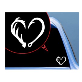 Antler & Fish Hook Heart Decal for Truck, Funny, Tumbler, Window, Laptop, Phone, Stickers, Home Decoration.
