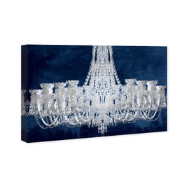 The Oliver Gal Artist Co. Fashion and Glam Wall Art Canvas Prints 'Royal Gala Night Silver' Chandeliers Home Décor, 15" x 10", Gray, Blue