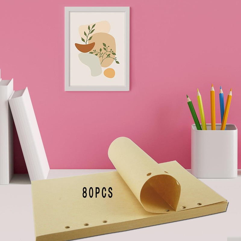 YFLeomry A5 Paper Kraft Paper 80 Sheets Ring Binder A5