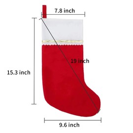 Tokforty 12 Pack Felt Christmas Stockings, 19 Inches Black and White Christmas Stockings, White cuff with Gold Trim Christmas Stockings for Family Christmas Holiday Decorations