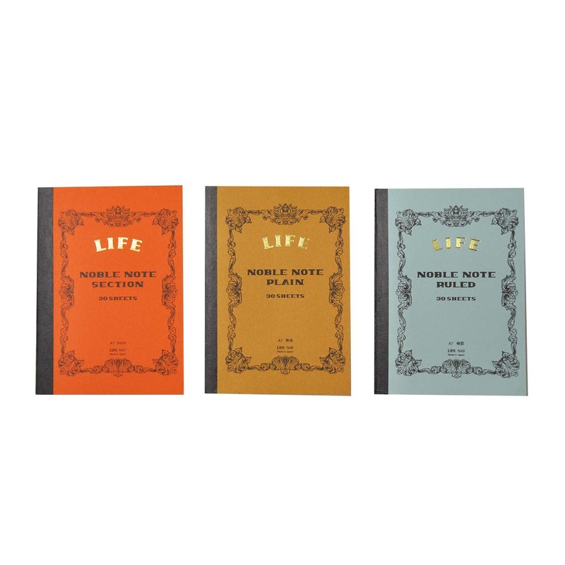 Life Noble Notebook, A7, Grid, N47, Set of 2