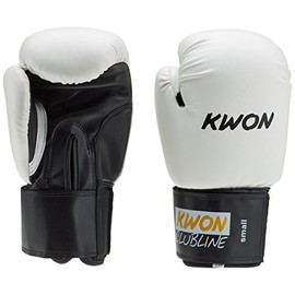 Kwon Clubline Pointer Small Hand Boxing Gloves - White/Black, 8 oz