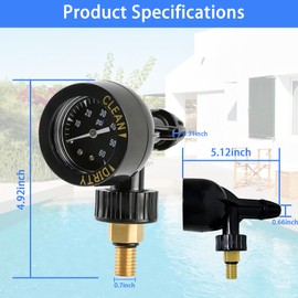 R0357200 Air Gauge Release Valve Assembly, Pool Filter Gauge with Air Relief Valve for Zodiac Janay Pool and Spa Filters, CV & CL, DEV & DEL, JS Series Valve Replacement, Pressure Gauge Assembly