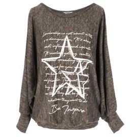 Emma & Giovanni - Pullover / Sweatshirt Loose Fit with Star Print - Women, brown