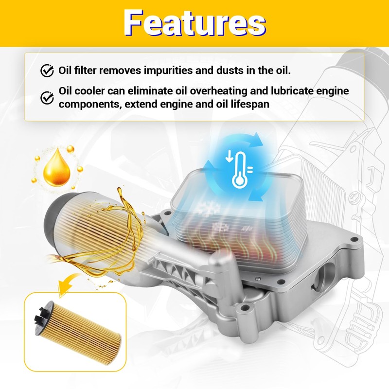 11428585235 Aluminum Engine Oil Cooler Filter Housing Assembly Compatible with